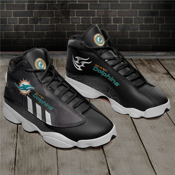 Women's Miami Dolphins AJ13 Series High Top Leather Sneakers 004